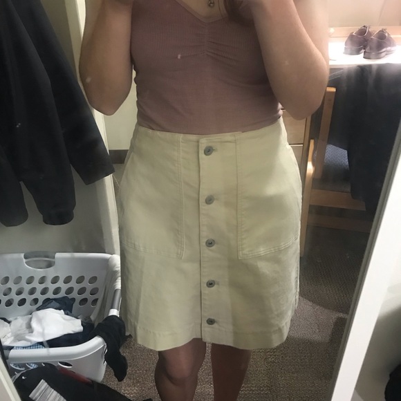 • uniqlo white corduroy button-down skirt NWT s4 • - Picture 3 of 3